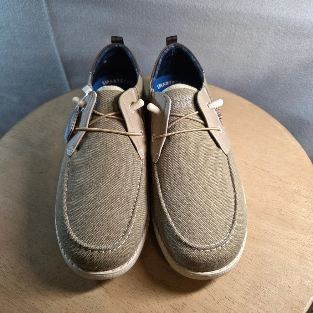 NEW Nunn Bush Brewski MT Slip Mens 11 M Stone Canvas Loafers Boat Shoes